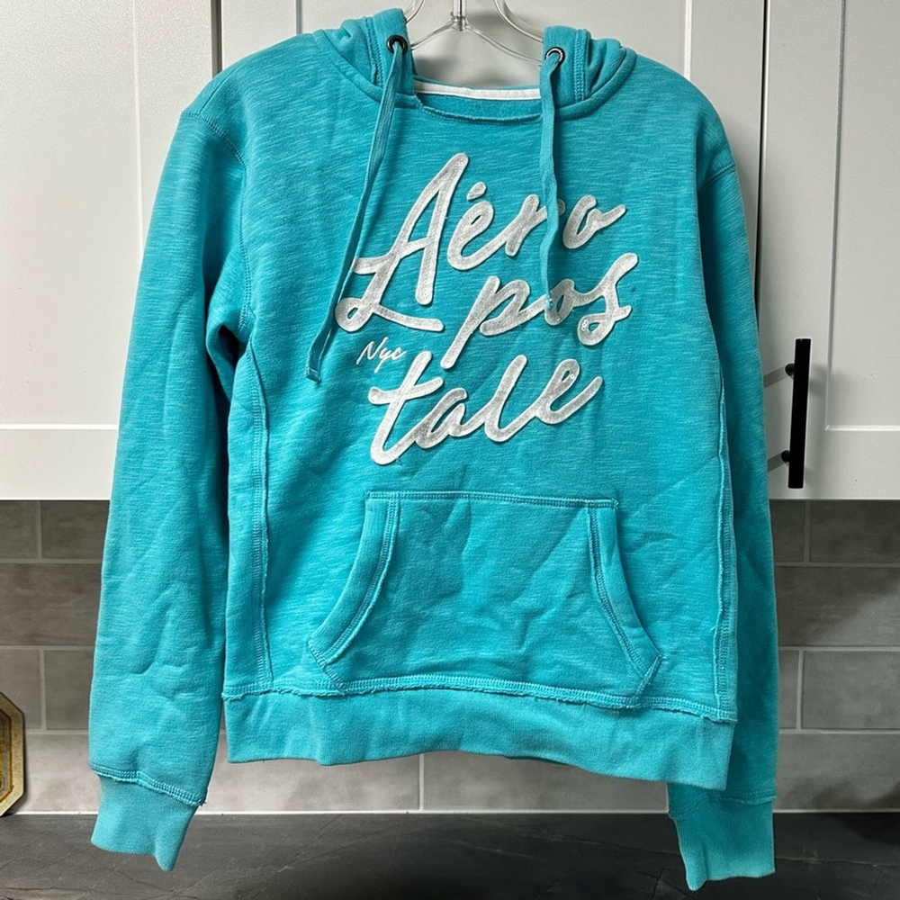 AEROPOSTALE Sequin Embellished NYC Logo Fleece Hoodie S